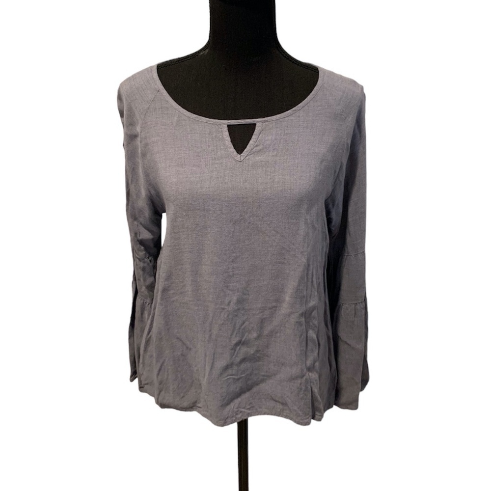Cloth & Stone Bell Sleeve Top Small Blue